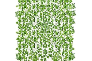 YAHUAA 12 Pack 84 Feet Fake Ivy Leaves Vines Artificial Garland Greenery Hanging Plants for Bedroom Decor Aesthetic, Party Wedding Wall, Halloween, Christmas