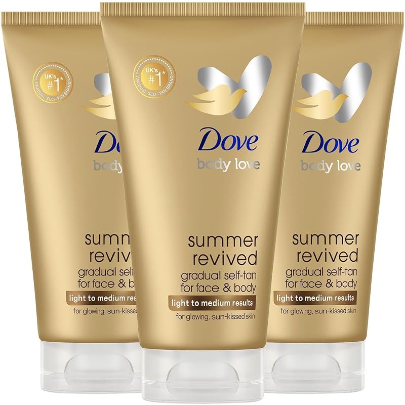 3x Dove Derma Spa Summer Revived Fair to Medium Face Cream 75ml Gradual Tan