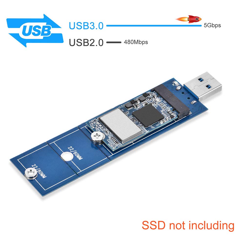 ELUTENG M.2 SATA/NGFF to USB Adapter (Not for NVME/PCIE SSD) B Key and B&M Key SSD to USB 3.0 Reader Card Compatible for M.2 SATA NGFF USB Drive Coverter Adapter 5Gbps