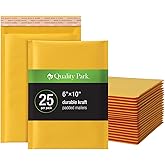 Quality Park Bubble Mailers, 6 x 9 Inch, Kraft Padded Envelopes, Durable Brown Shipping Envelopes, Self Seal Closure, 25 Per Box (QUA95001)