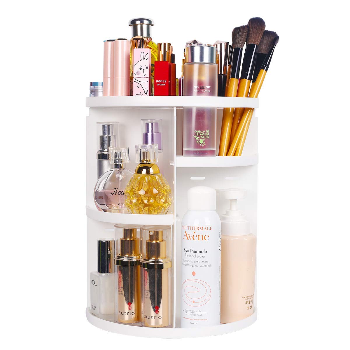 sanipoe 360 Makeup Organizer, DIY Detachable Spinning Cosmetic Makeup Caddy Storage DIsplay Bag Case Large Capacity Makeup Box Acrylic Vanity Organizer Box, Great for Countertop and Bathroom, White: Beauty