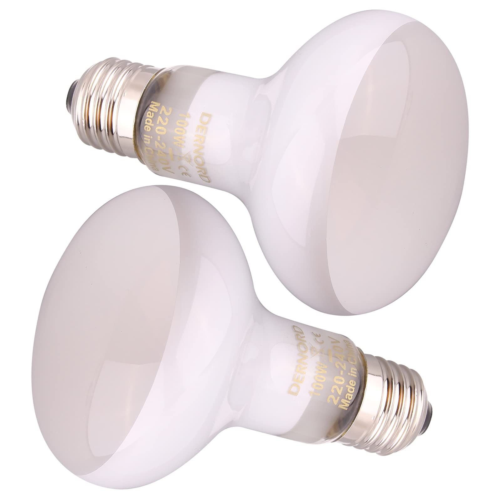DERNORD Reptile Heat Lamp Light Bulb - 100W Basking Spot Light 2 Pack E27 Vivarium Daylight Bulb for Tortoise Bearded Dragon Lizard Snake Chick