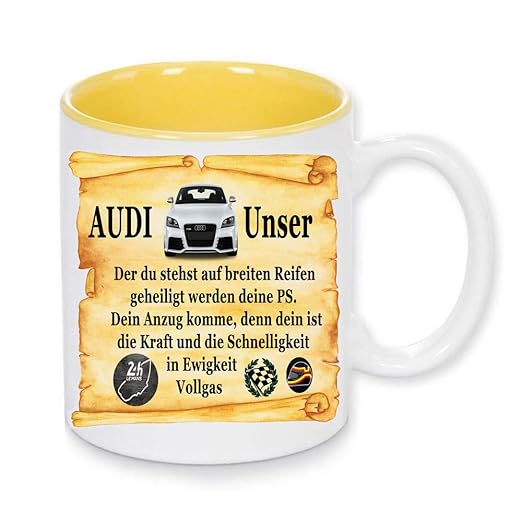 Handmade by GmH Kaffeebecher Audi Fan Gebet - rundum Bedruckt
