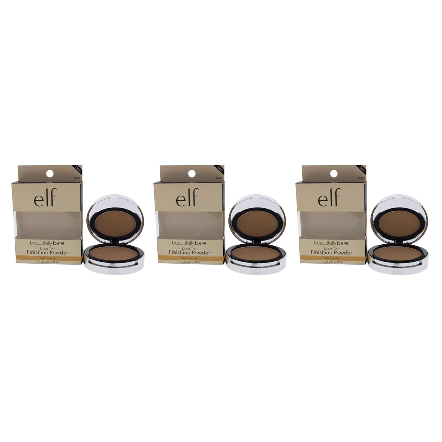 Beautifully Bare Sheer Tint Finishing Powder - Light-Medium by e.l.f. for Women - 0.33 oz Powder - (Pack of 3)