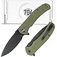 704 Gear Urban Ranger EDC Folding Pocket Knife | Full Size 3.74" Blade, D2 Steel, G10 Handle, Reversible Pocket Clip | Olive Drab Green