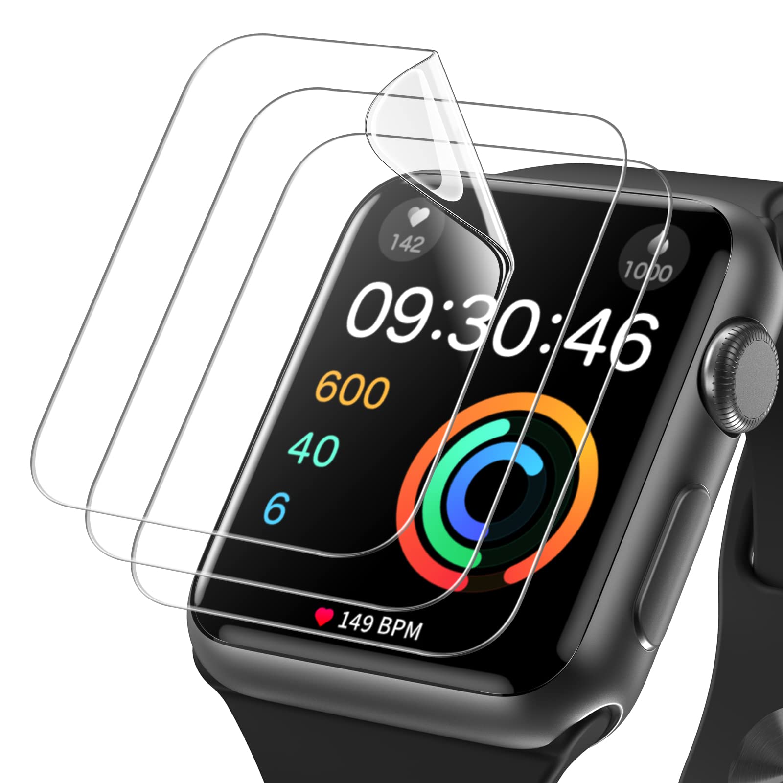 Photo 1 of JETech Screen Protector for Apple Watch Series 3/2/1 38mm, Flexible TPU Film, Anti-Scratch HD Clear, 3-Pack