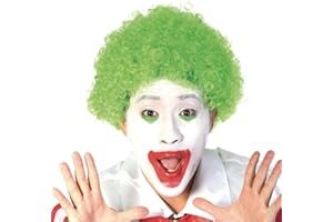 AICKER Short Afro Kinky Curly Wig for Men Women, Synthetic Funny Cosplay Wigs, Costume Party Hair Replacement Heat Resistant Fiber(Green)