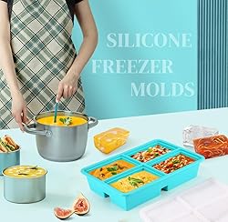 4 Pack Silicone Freezer Trays With Lid - 1 Cup