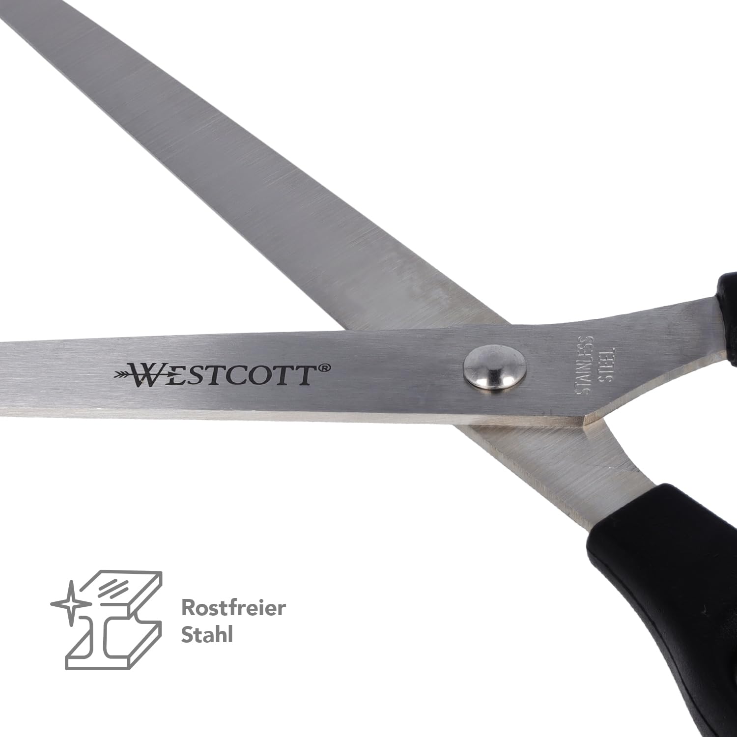 Westcott Schere 10" (25,4 cm) Schwarz, Büroschere mit schwarzen Kunststoffgriffen, Extrascharfe Klinge, rostfreier Edelstahl, Papierschere, Haushaltsschere, Bastelschere, E-31111 00 3