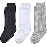 Mini angel Baby Knee High Socks Cable Knit Long Stockings Seamless Cotton Socks-Newborn Infant Toddler Boys Girls 3/5 Pairs