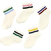 Vintage Striped Mini Crew Socks for Women Retro Novelty Athletic Mid Sock