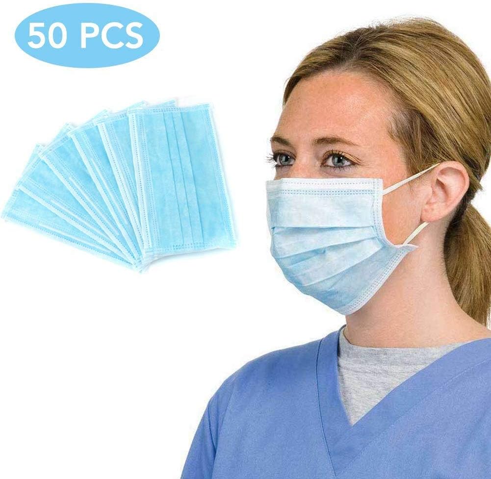 50 Pcs Disposable Fаce Mаsks for Children and Adults-Ideal Medicаl Mouth Mаsks, can be Used in Hospitals and Any Other Environment That Requires Respiratory Protection (Blue)