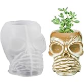 3D Skull Epoxy Resin Mold, Silicone Mould for Making Candle Holder, Storage Container, Succulent Vase, Concrete Cement Plaster Craft Supplies