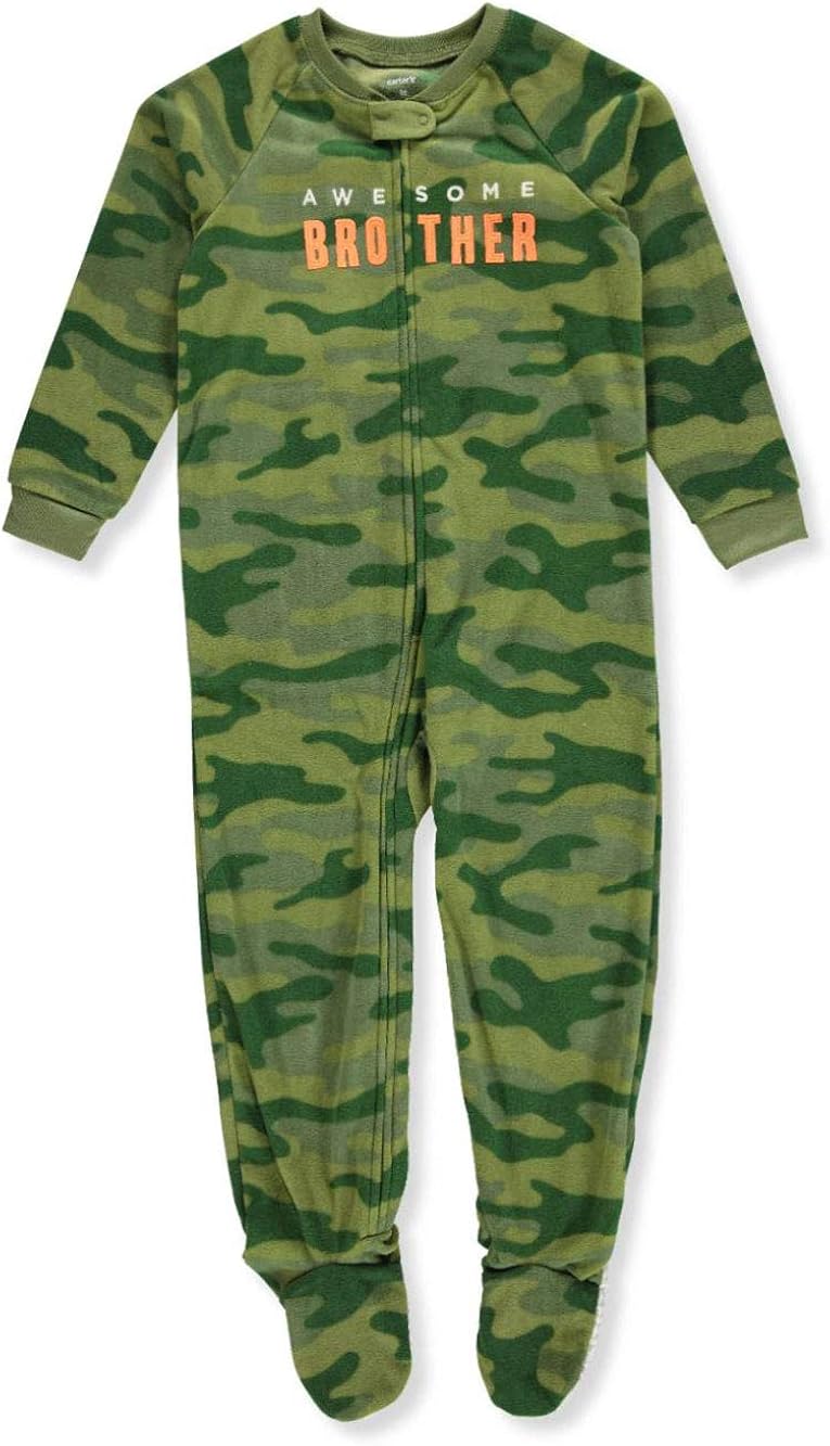 Carter's Boys' 1Piece Zipup Fleece Pajamas (Camo/Awesome
