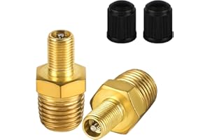 2pcs Brass Air Inflator Adapter, 1/4" NPT (M) to Standard Valve for Schrader (M) Tire Inflator Connector for Auto Tyre Valve 