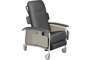Drive Medical 4 Position Clinical Care Geri Chair Recliner, Reclining Padded Chair with Armrests, Charcoal