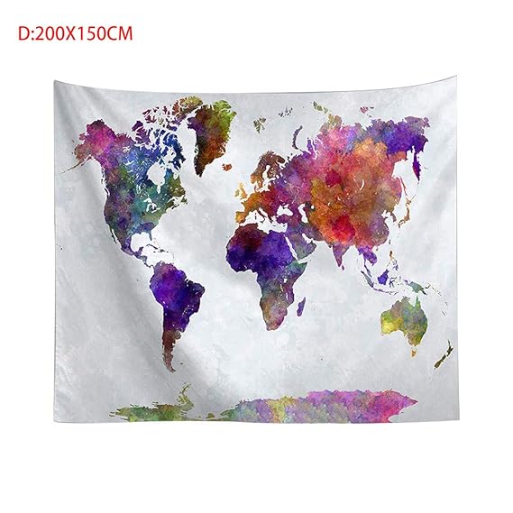 Xmiral Tapisserie Weltkarte Gobelin Strandtücher Meditation Yogamatte Wandtuch Tagesdecke Hochzeitsfeier Picnic Beach Sheet(E
