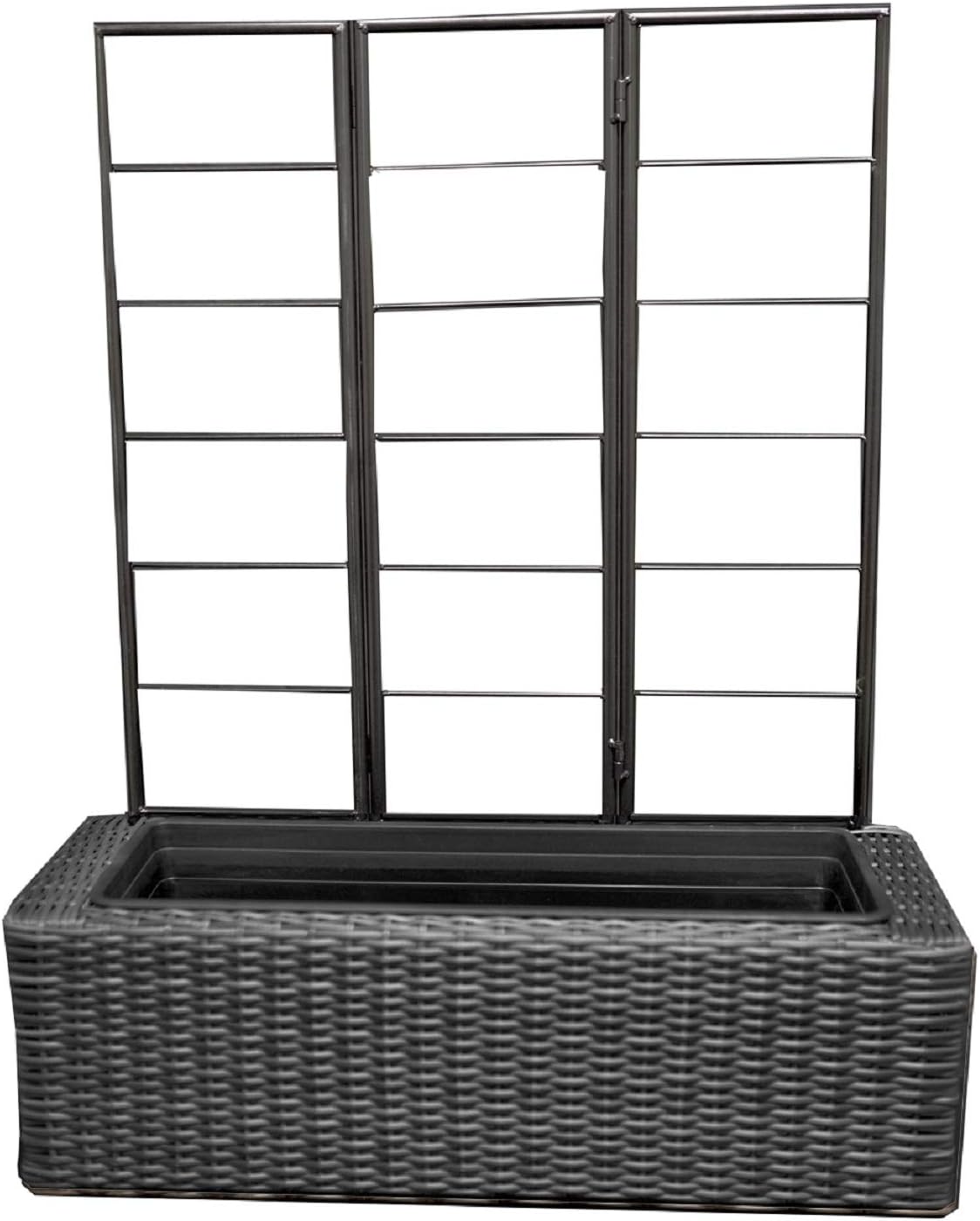 34.25" Black Rectangular Balcony Planter with Trellis