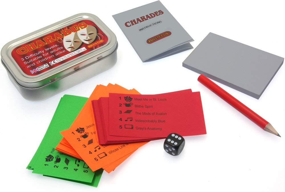 Brimtoy Pocket/Travel Charades - Ideal Travel Game for the Whole Family - Contained in a Handy Size Tin to Keep Components Safe - for Ages 8+