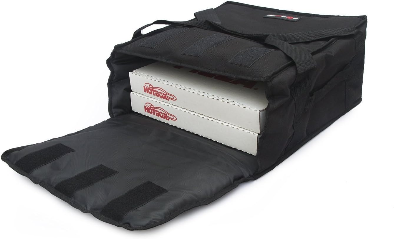 Black Polyester Insulated Pizza/Food Delivery Bag 12″ - 14″- Professional Pizza Delivery Bag- Moisture Free- Holds Multi Pizza Boxes- Commercial Pizza Bags. (12-14, black)
