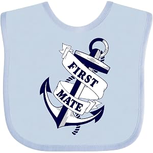 inktastic First Mate with Anchor and Banner Baby Bib