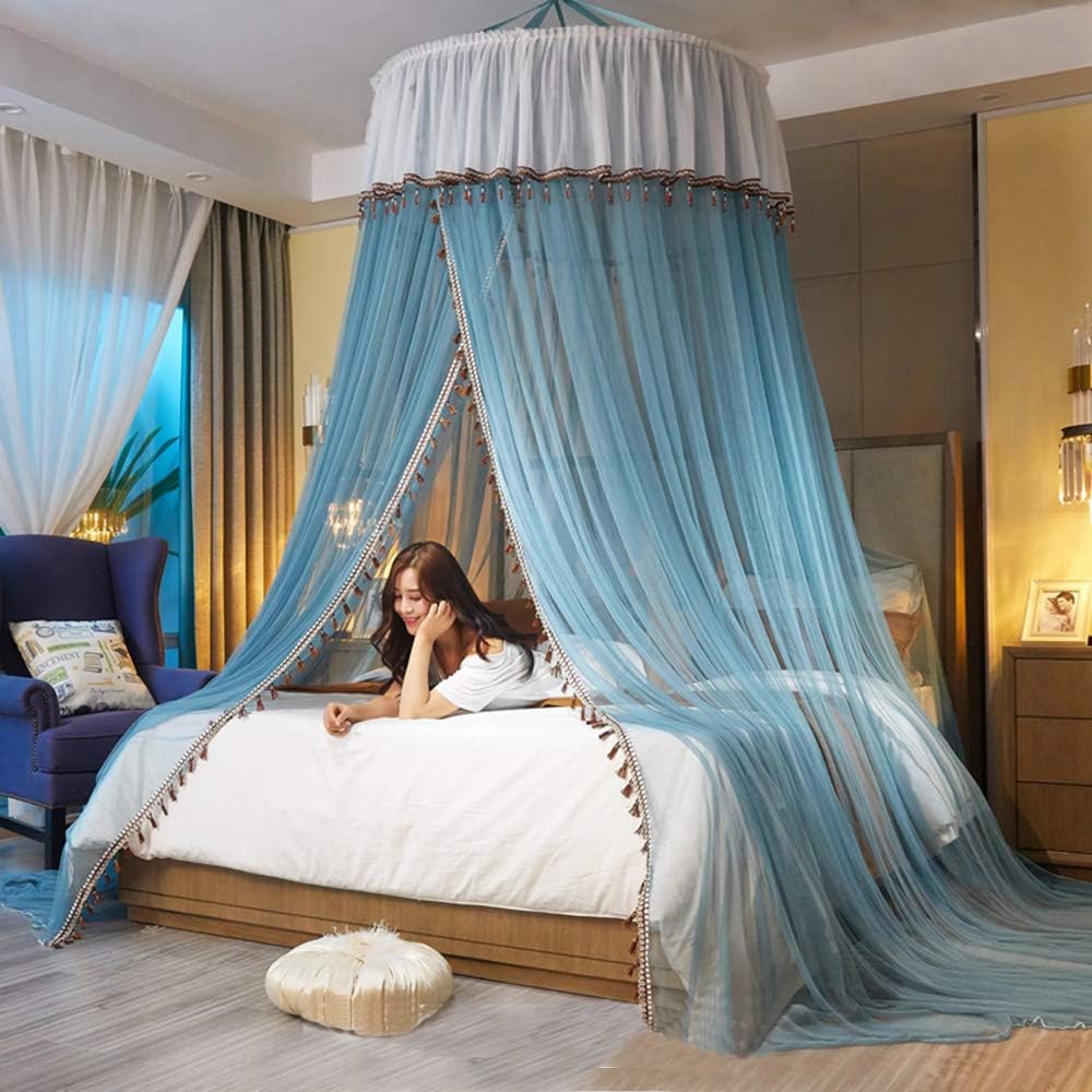 Amazon Komori 蚊帳 天蓋 カーテン モスキートネット お姫様気分 オシャレ 円柱形 吊り下げ かや フック付き プリンセス ベッド かわいい 防虫 防蚊 キャンプ かや Komori 蚊帳 通販