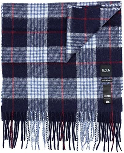 saks fifth avenue 100% cashmere winter scarf multiple patterns (bluw white red checked 0092)