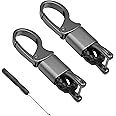 Augeny 2PCS Car Key Fob Keychains, 360 Degrees Rotatable Leather Keys Chain Holder with Anti-Lost D-Ring, Universal Sturdy Metal Key Chains with Screwdriver for Women and Men （Black）