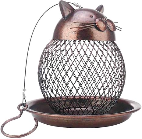 Amazon Co Jp バードフィーダー形の猫は カバーバードフィーダー手作りの屋外装飾ヴィラの庭の装飾2個を固定メッシュメタルハンギング ペット用品