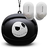 iJoy The Nightmare Before Christmas Wireless Earbuds W/Charging Case | Rotating Earbud Case Features 3 Jack Skellington Designs | Jack Skellington Bluetooth Earbuds W/Up to 10 Hrs Battery Life