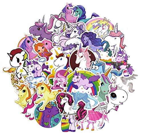 Unicorn Stickers for Kids – 50 Waterproof Vinyl Decals for Laptops, Water Bottles, Phones, Scrapbooks & Party Bags