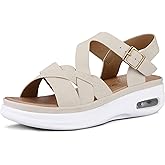 mysoft Women's Walking Sandals Comfortable Air Cushioned Support Ankle Strap Dress Sandals