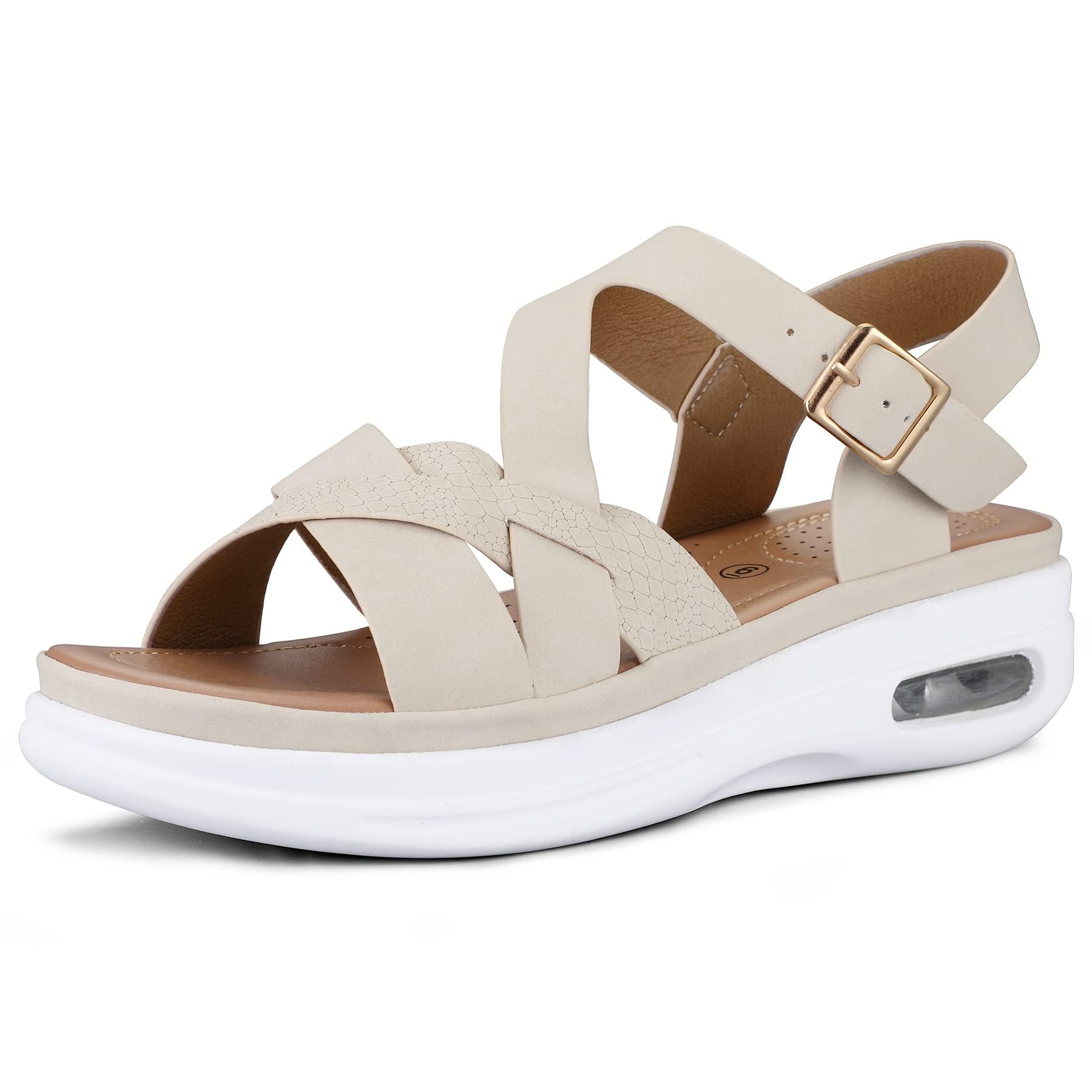 Photo 1 of (see all images) mysoft Women's Walking Sandals Comfortable Air Cushioned Support Ankle Strap Dress Sandals 7.5 wide 