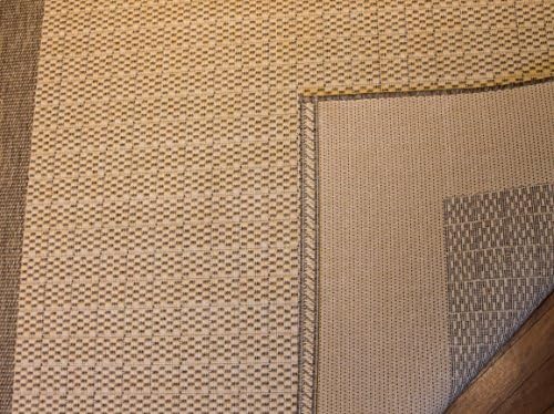 CouristanRecife Checkered Field Indoor/Outdoor Area Rug, 2'3" x 7'10", Natural-Cocoa