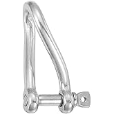 PATIKIL 316 Stainless Steel Twist Shackle 90 Degree 5/16" 8mm, Twisted Clevis with Screw Pin Marine Grade for Sailing Car Towing Outdoor Tents