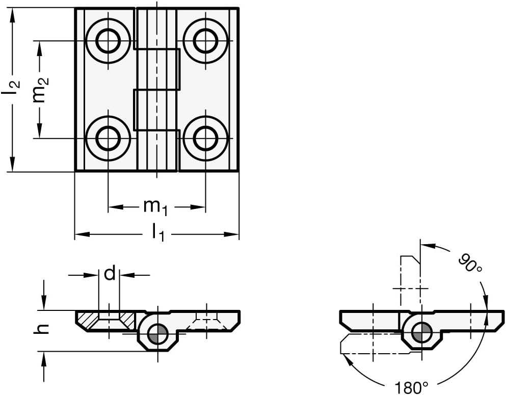 Ganter Standard Elements (GN Ni/40/40 Amp GS - Hinges, Edelstahl, Matt Gestrahlt, Länge l1: 40mm; Länge l2: 40mm - Image 3