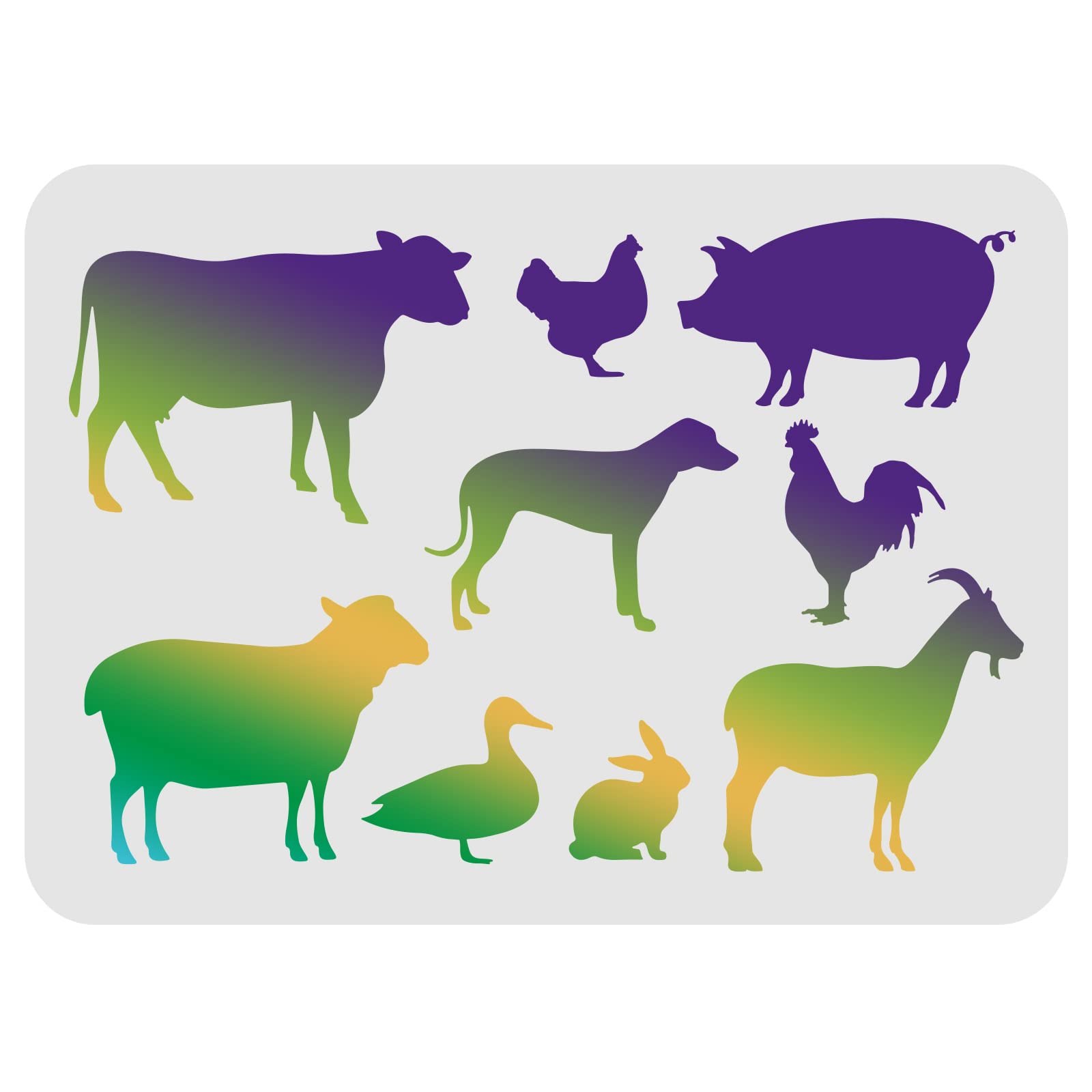 FINGERINSPIRE Stencil Template for Farm Animals 29.7 x 21 cm Plastic Chicken Dog Duck Drawing Painting Stencils Cow Pig Sheep Stencils Reusable Stencils for Painting