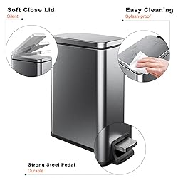 Veelesa Slim Bathroom Trash Can with Lid Soft