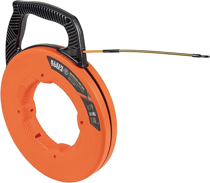 Klein Tools Fish Tape, Fiberglass Wire Puller with Spiral Steel Leader