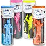 Thin Air Brands Tangle-Free Parachute with Paratrooper in Reusable Storage Tube, Multicolor (Set of 4)