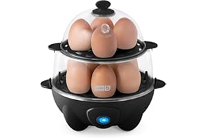 DASH Deluxe Rapid Egg Cooker for Hard Boiled, Poached, Scrambled Eggs, Omelets, Steamed Vegetables, Dumplings & More, 12 capa