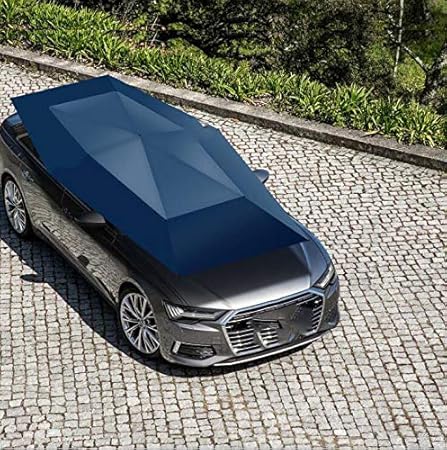 Huxruy Halbautomatisches Universal Auto Zelt Beweglicher Carport Faltbar Tragbar Auto Schutz Auto Regenschirm Sonnenschutz Auto Uberdachung Blau Amazon De Kuche Haushalt