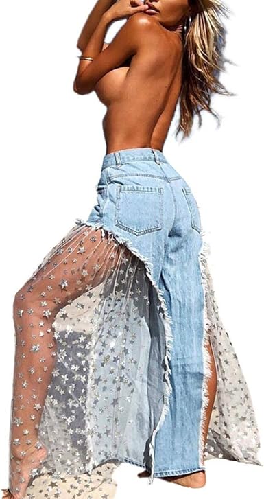 jeans with star mesh