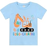 Easter T-Shirts Baby Boys Girls Short Sleeve Shirts Toddler Hip Hop Bunny Egg Tractor Graphic Tees Tops 2-7 Years
