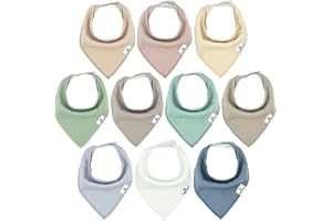 DIAPER SQUAD DiaperSquad's 10-Pack Baby Bibs for Drooling and Teething - Bandana Bibs for Girls, Boy, Soft Cotton Baby Drool Bibs