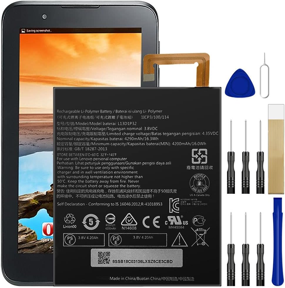 Amazon Com For Lenovo Ideapad A8 50 A5500 Tablet Replacement Battery L13d1p32 Free Adhesive Tool Computers Accessories