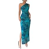 Milumia Women's Floral One One Shoulder Maxi Dresses Wedding Guest Cocktail Long Dresses