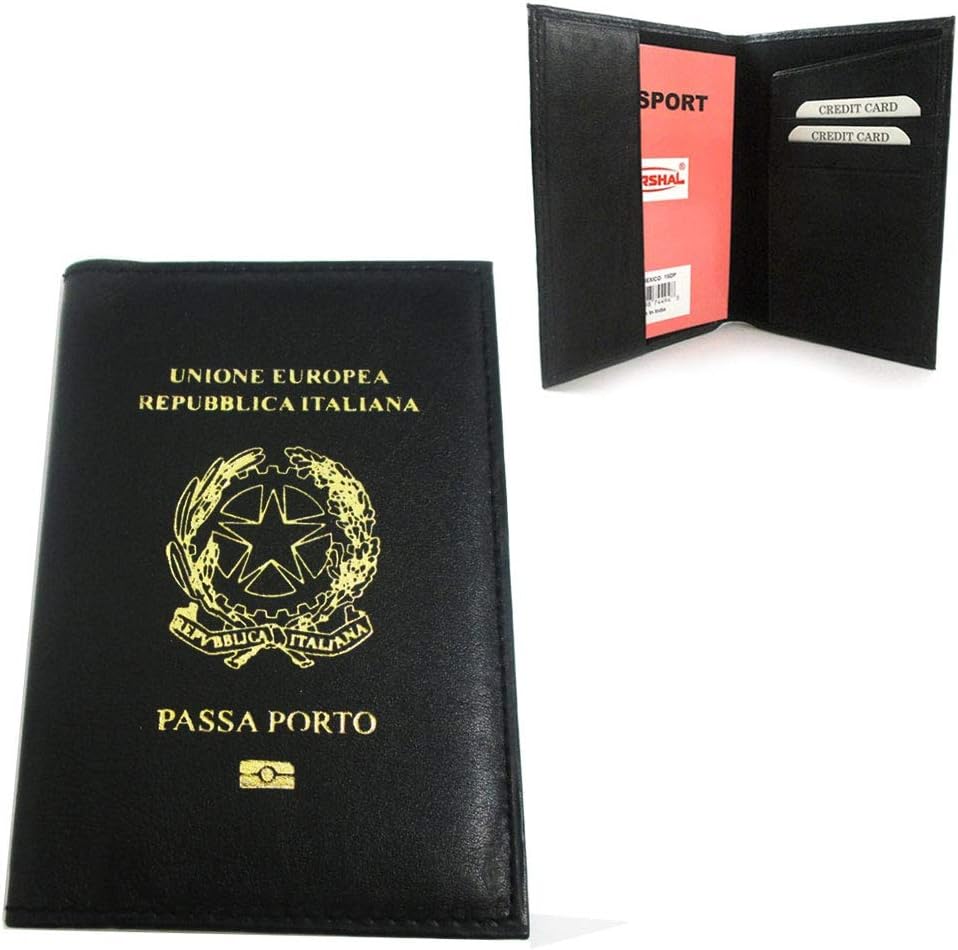Italian Italy Genuine Leather Passport Cover Holder Protector Europe Union New