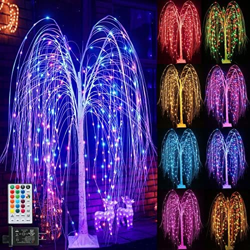 Colorful Lighted LED Willow Tree, 5 FT 240 LED Prelit Color Changing