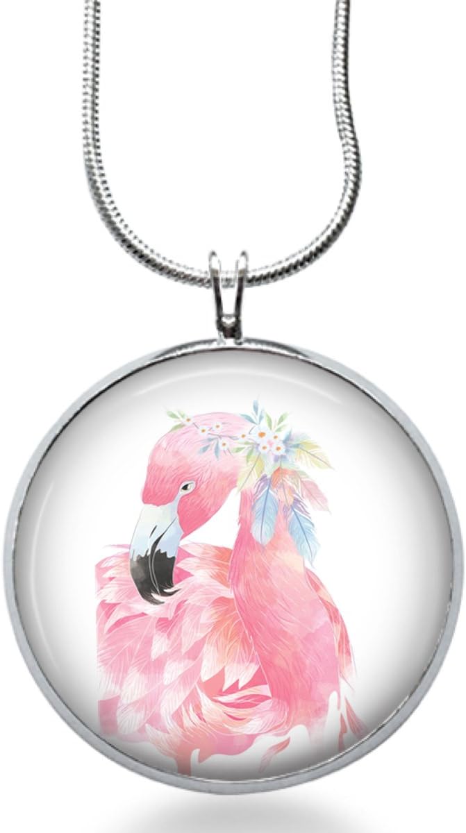 Flamingo watercolors Necklace Tropical Party Beach jewelry Charm Accessory